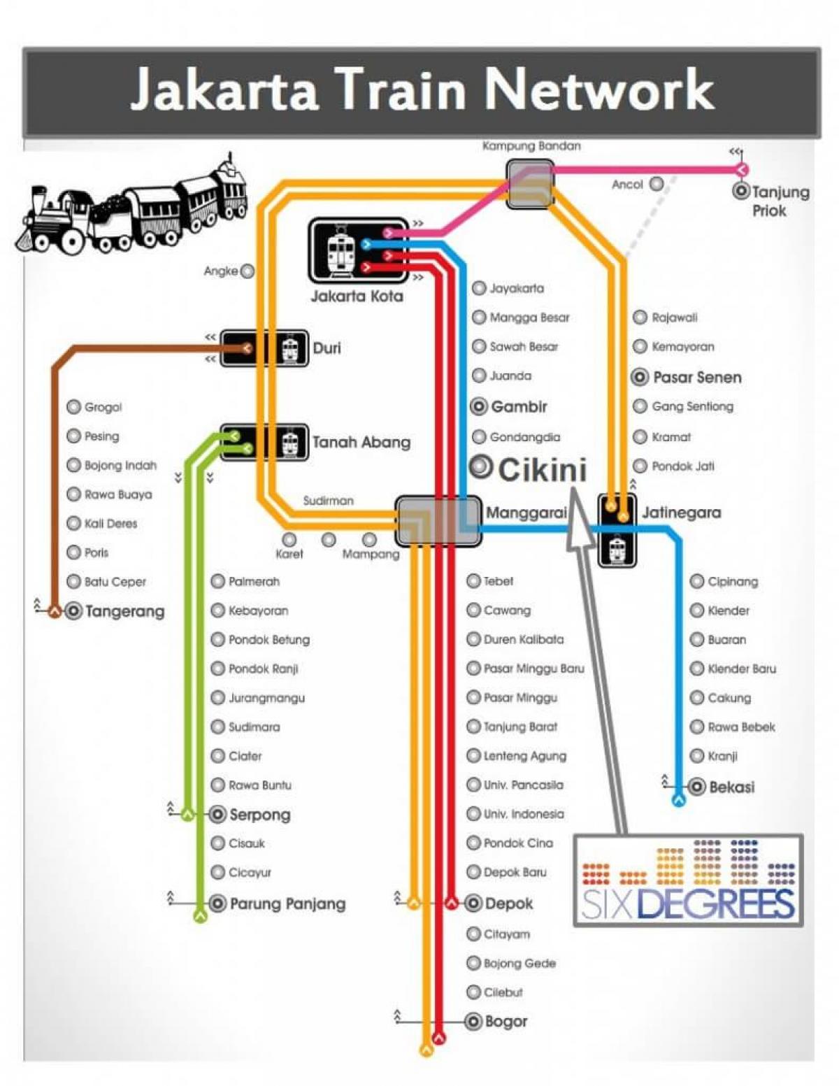 χάρτης της Τζακάρτα σιδηροδρομικό σταθμό