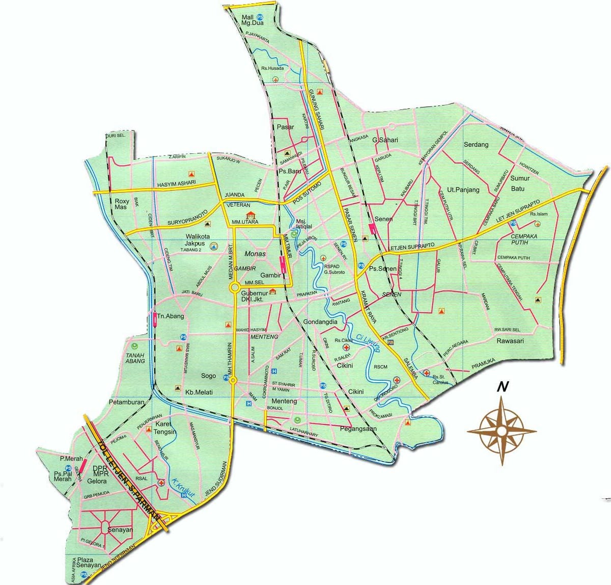 χάρτης του Jakarta pusat
