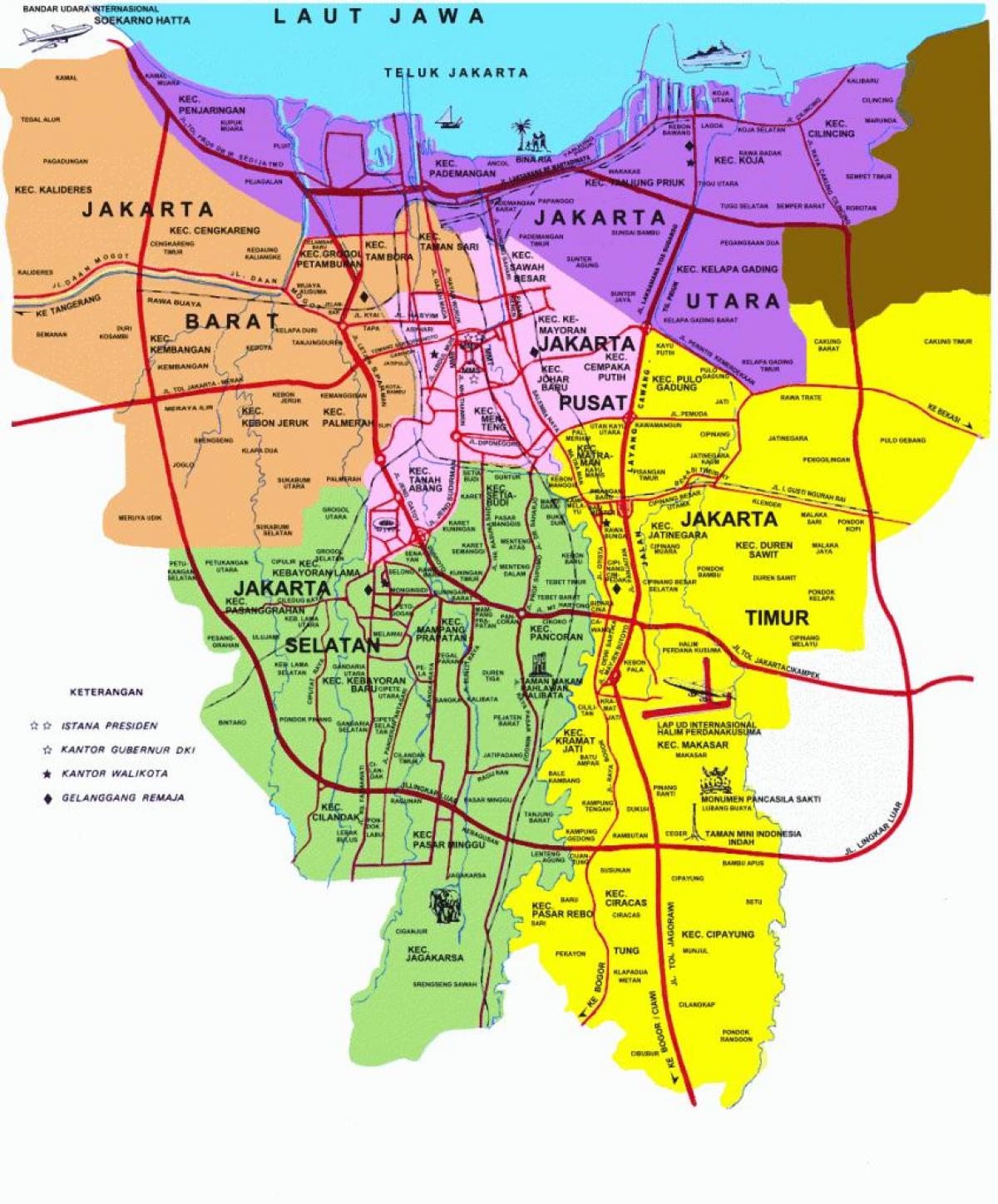 χάρτης της Τζακάρτα αξιοθέατα