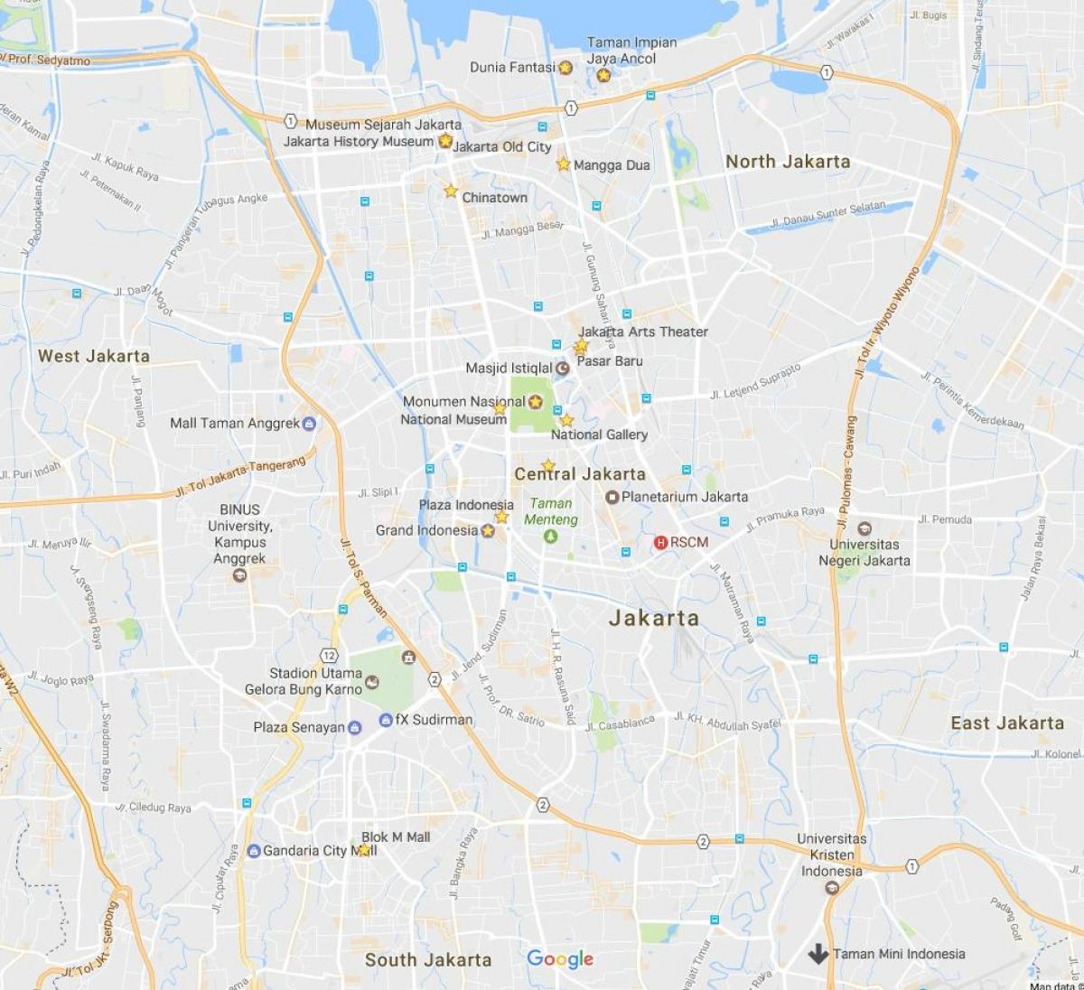 χάρτης της Τζακάρτα νυχτερινή ζωή