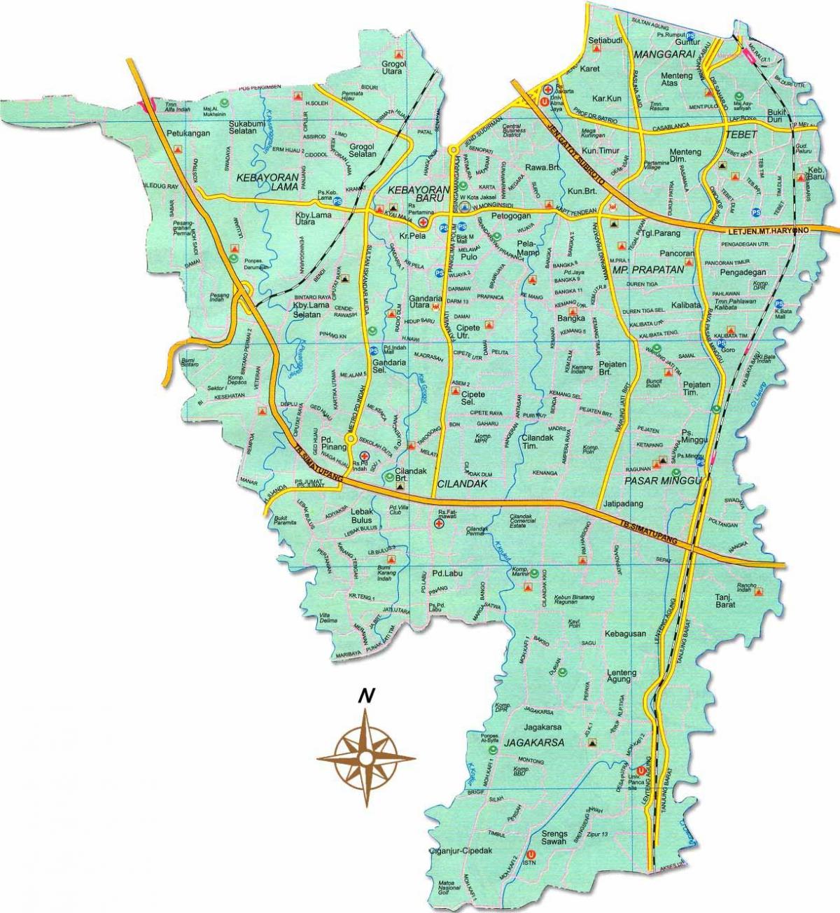 χάρτης του Jakarta selatan